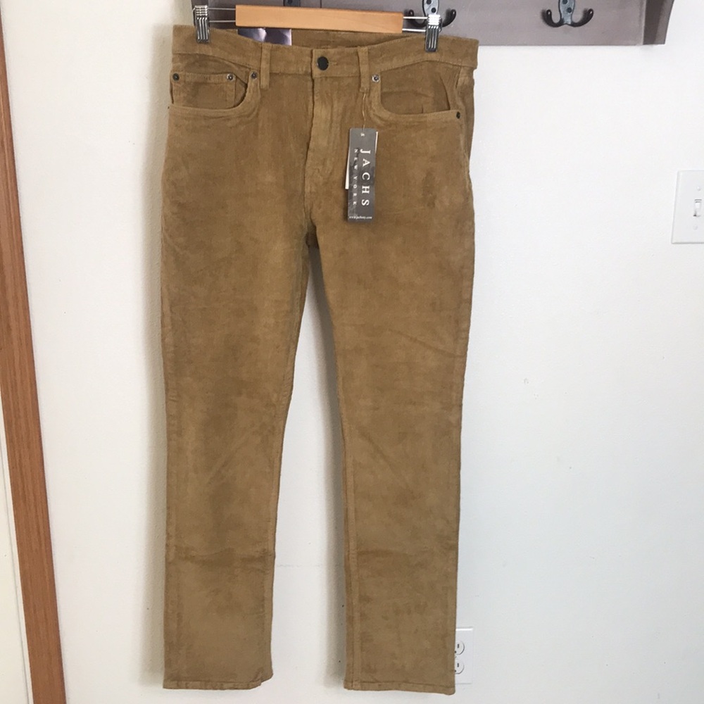 Jachs New York pants, color khaki, straight fit, stretch corduroy, 33x32